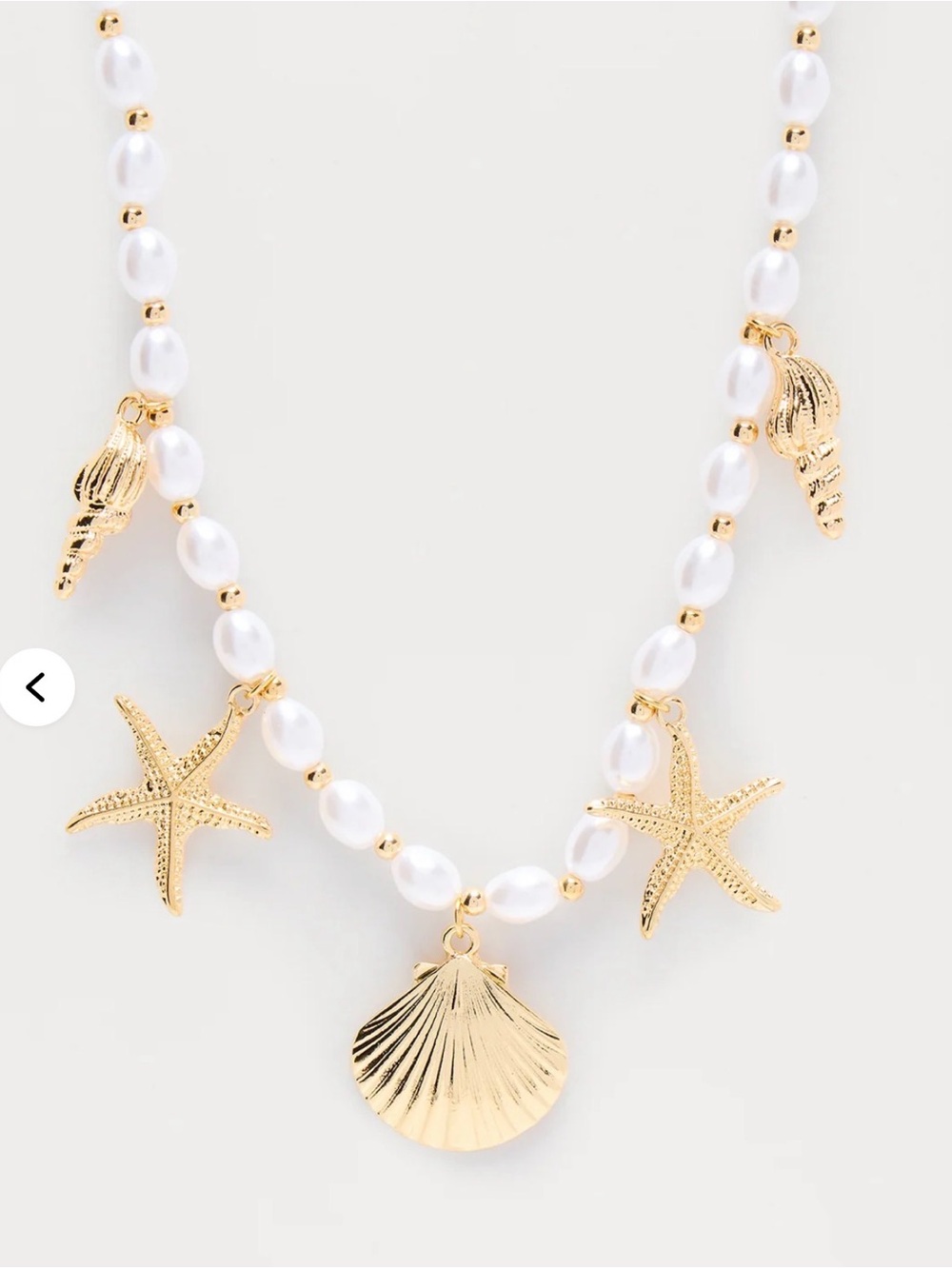 Nordstrom Gold Shell & Pearl Charm Strand Necklace